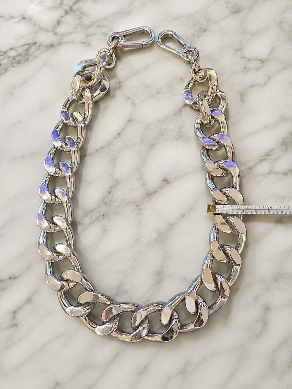 Chunky Silver-Tone Statement Chain Necklace – 26 Inch
